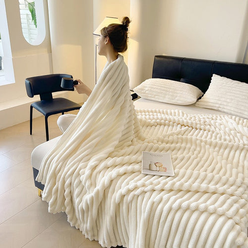 Ribbed throw blanket texture