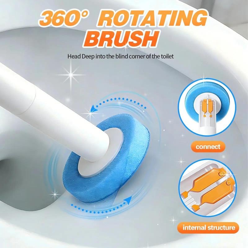 Blue disposable head on a white handle inside a toilet bowl